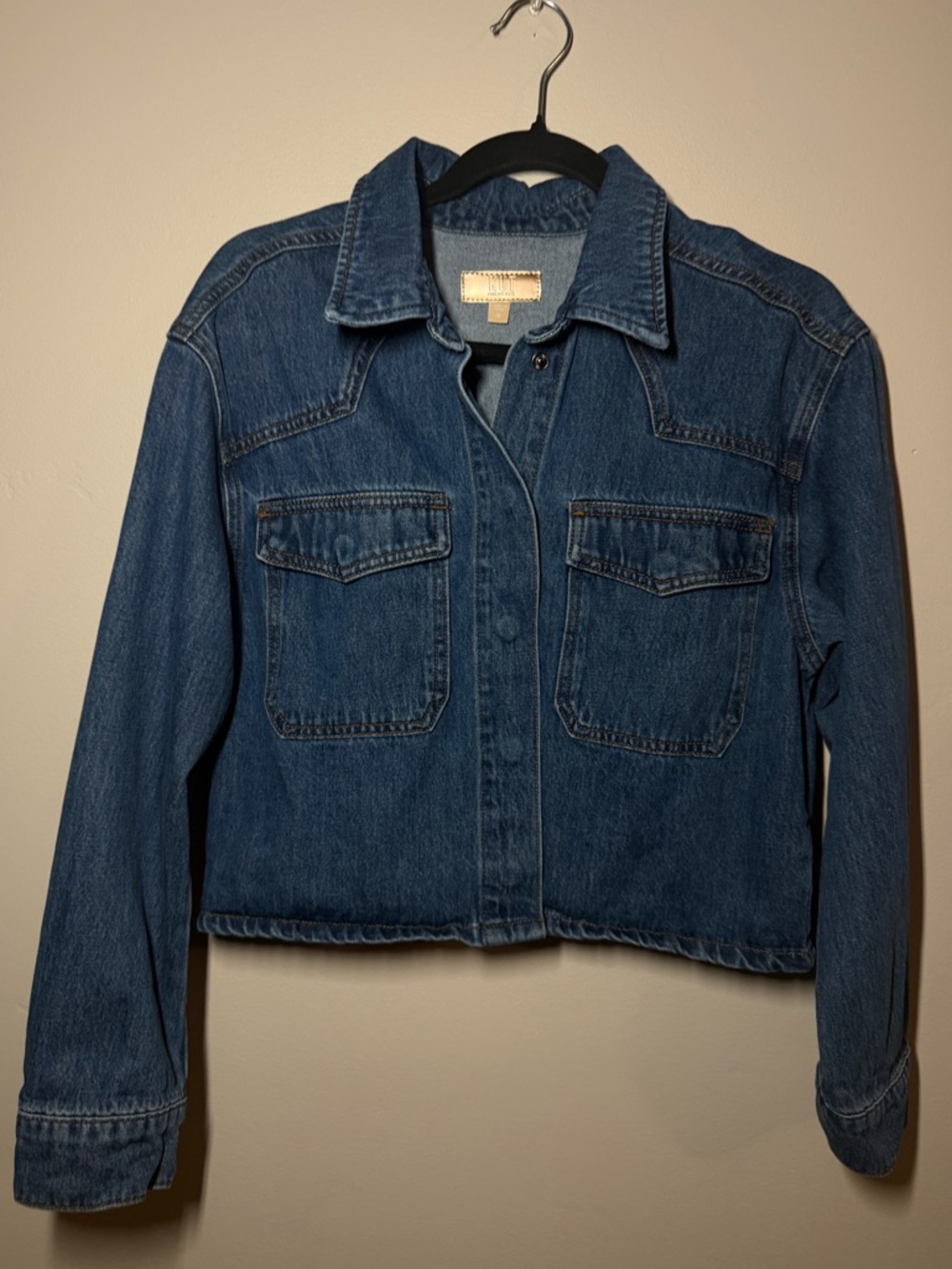 Kut from the Kloth Dark Blue Denim Cropped Western Jacket